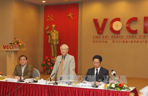 Tổng Bí thư Nguyễn Phú Trọng phát biểu tại buổi làm việc.