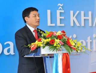 Chủ tịch HĐQT Phạm Huy Hùng phát biểu tại buổi lễ Khai trương Toà nhà VietinBank 126 Đội Cấn