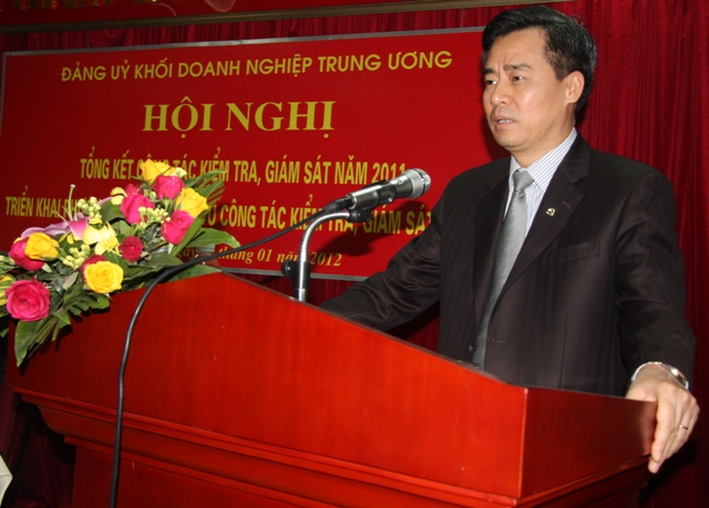 Đồng chí Nguyễn Quang Dương, Phó Bí thư Đảng ủy Khối Doanh nghiệp Trung ương phát biểu chỉ đạo Hội nghị