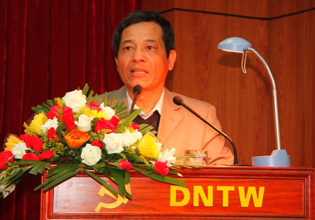 Đồng chí Dương Khánh Toàn, Bí thư Đảng ủy, Chủ tịch Tập đoàn Sông Đà phát biểu ý kiến tại Hội nghị