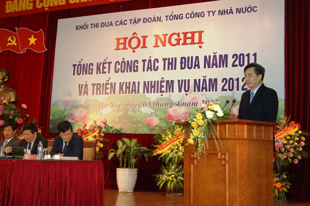 Đồng chí Nguyễn Quang Dương, Phó Bí thư Đảng ủy Khối DNTW phát biểu chỉ đạo tại hội nghị.