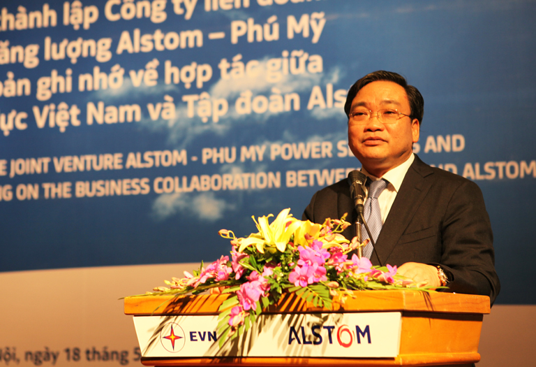 Phó Thủ tướng Chính phủ Hoàng Trung Hải phát biểu chỉ đạo tại Lễ ký kết thành lập Liên doanh Dịch vụ năng lượng Alstom – Phú Mỹ