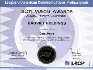 Báo cáo thường niên của Tập đoàn Bảo Việt đoạt giải Vàng  do LACP bình chọn (Ảnh: TĐBV)