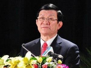 Chủ tịch nước Trương Tấn Sang phát biểu tại Lễ kỷ niệm. (Nguồn: TTXVN)