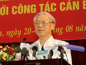 Tổng Bí thư Nguyễn Phú Trọng phát biểu tại Hội nghị. (Ảnh: Trí Dũng/TTXVN)