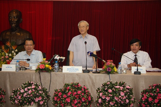  Tổng Bí thư Nguyễn Phú Trọng phát biểu chỉ đạo tại buổi làm việc (Ảnh: Thanh Liêm)