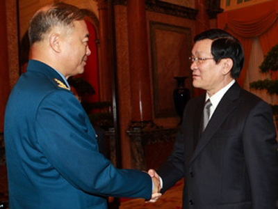 Chủ tịch nước Trương Tấn Sang tiếp Phó Tổng Tham trưởng Quân Giải phóng Nhân dân Trung Quốc Mã Hiểu Thiên