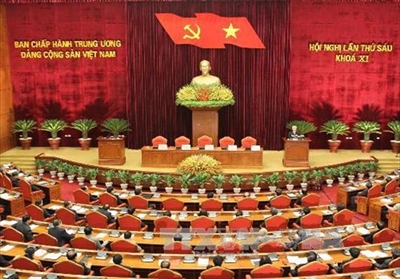 Bế mạc Hội nghị lần thứ sáu Ban Chấp hành Trung ương Đảng khoá XI. Ảnh: Thông Tấn Xã Việt Nam .