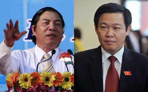 Ông Nguyễn Bá Thanh (trái) và ông Vương Đình Huệ. Ảnh: Nguyễn Đông - Hoàng Hà.