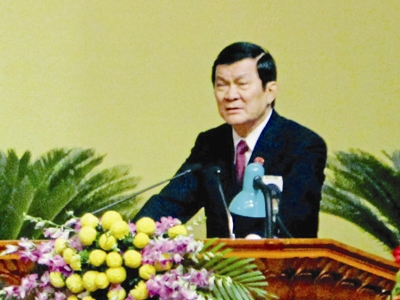 Chủ tịch nước Trương Tấn Sang phát biểu tại cuộc gặp mặt.