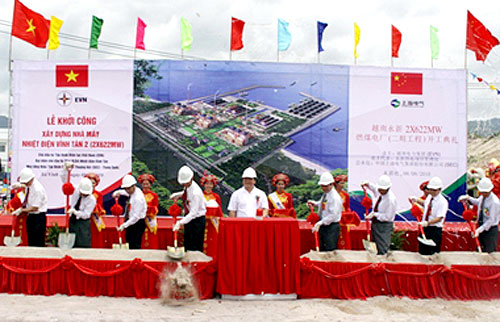 Dự án nhà máy Nhiệt điện Vĩnh Tân 2, xã Vĩnh Tân được chính thức khởi công vào tháng 8/2010