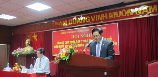 Đồng chí Nguyễn Văn Ngọc - Phó Bí thư Đảng ủy Khối phát biểu tại Hội nghị