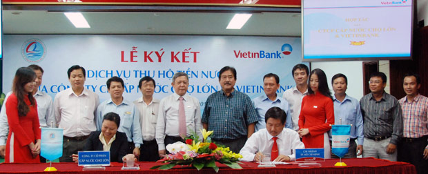 Lễ ký kết dịch vụ thu hộ tiền nước giữa Công Cấp nước Chợ Lớn và VietinBank