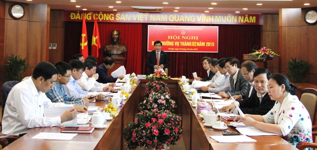 Đồng chí Bùi Văn Cường, Ủy viên dự khuyết Trung ương Đảng, Bí thư Đảng ủy Khối DNTW  chủ trì Hội nghị.