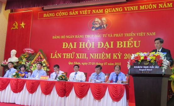 Đồng chí Nguyễn Quang Dương - Phó Bí thư Thường trực Đảng ủy Khối DNTW phát biểu chỉ đạo tại Đại hội