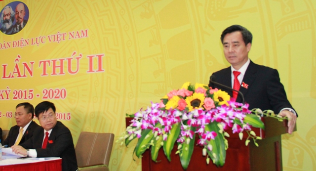 Đồng chí Nguyễn Quang Dương, Phó Bí thư Thường trực Đảng ủy Khối Doanh nghiệp Trung ương phát biểu chỉ đạo tại Đại hội.