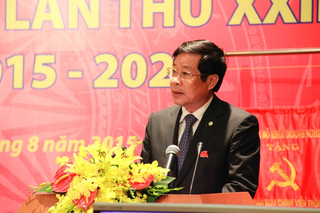 Đồng chí Nguyễn Bắc Son, Ủy viên Trung ương Đảng, Bộ trưởng Bộ Thông tin và Truyền thông phát biểu tại Đại hội.