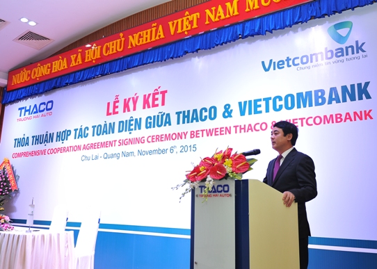 Chủ tịch HĐQT Vietcombank Nghiêm Xuân Thành phát biểu tại Lễ ký kết