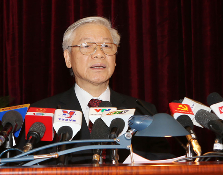 Tổng Bí thư Nguyễn Phú Trọng phát biểu khai mạc Hội nghị. 