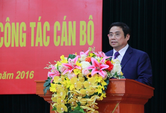 Đồng chí Phạm Minh Chính - Ủy viên Bộ Chính trị, Bí thư Trung ương Đảng, Trưởng Ban Tổ chức Trung ương phát biểu tại buổi Lễ
