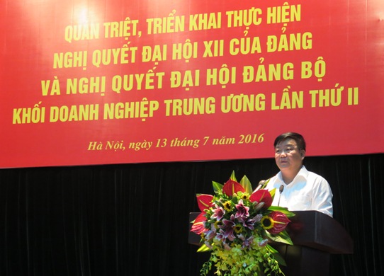 Đồng chí Nguyễn Anh Dũng - Bí thư Đảng ủy, Chủ tịch HĐTV Tập đoàn Hóa chất Việt Nam phát biểu khai mạc Hội nghị