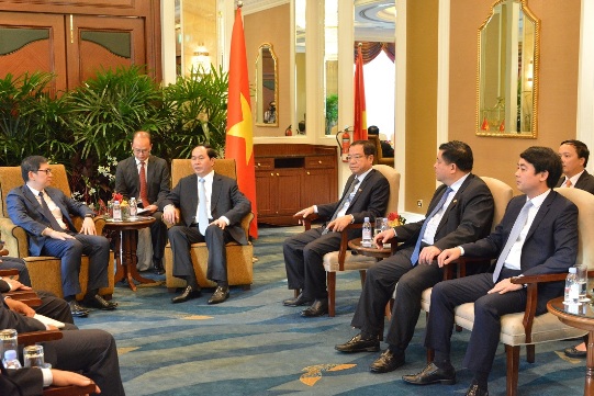 Đại diện lãnh đạo của Vietcombank và GIC tiếp kiến Chủ tịch nước CHXHCN Việt Nam Trần Đại Quang