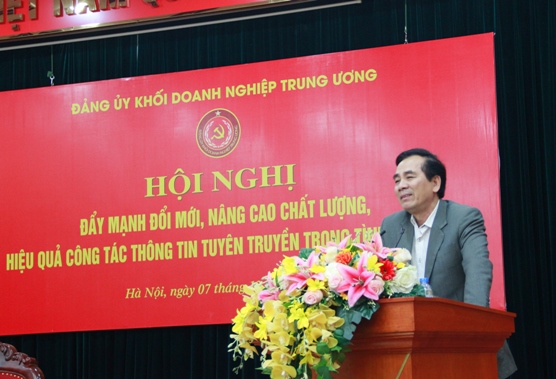 Đồng chí Trần Thanh Khê - Trưởng Ban Tuyên giáo Đảng ủy Khối phát biểu tại Hội nghị.