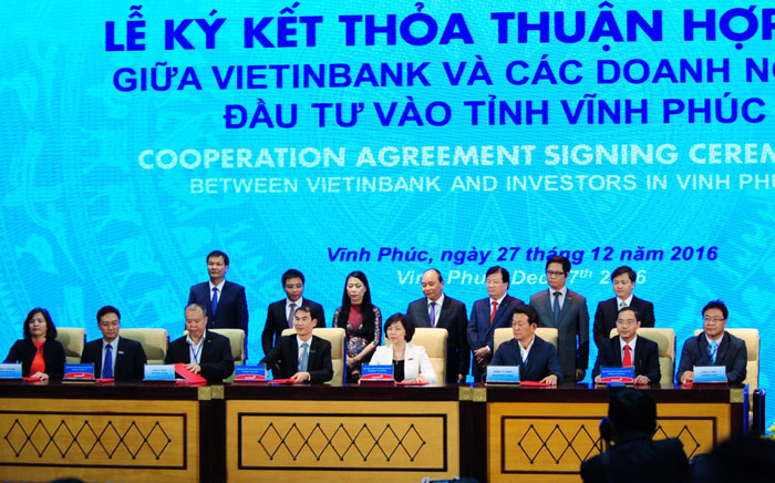 Các chi nhánh VietinBank ký kết thỏa thuận hợp tác với các doanh nghiệp tỉnh Vĩnh Phúc