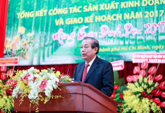Phó Thủ tướng thường trực Trương Hòa Bình đã biểu dương và ghi nhận những kết quả VRG đạt được trong năm 2016. 