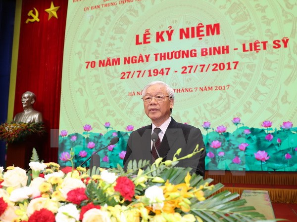 Tổng Bí thư Nguyễn Phú Trọng đọc Diễn văn tại Lễ kỷ niệm.