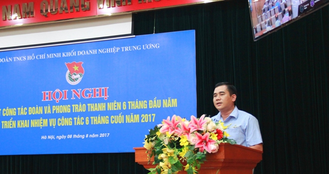 Đồng chí Nguyễn Long Hải - Bí thư Trung ương Đoàn phát biểu tại Hội nghị.
