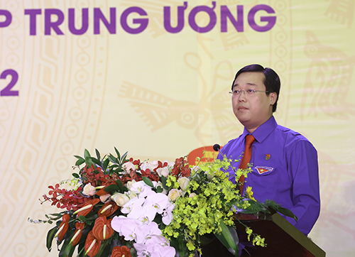 Đồng chí Lê Quốc Phong, Bí thư thứ nhất Trung ương Đoàn phát biểu tại Đại hội.