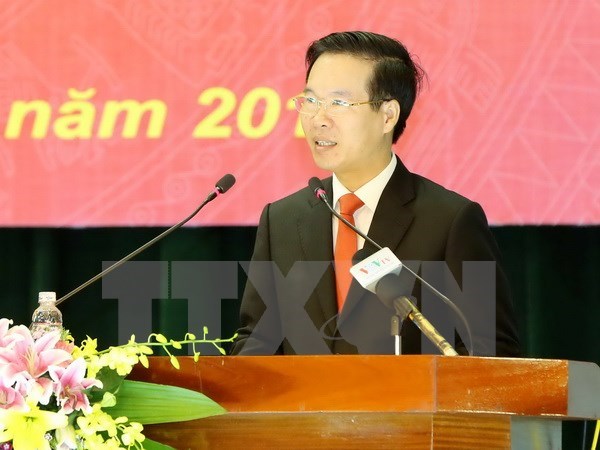 Đồng chí Võ Văn Thưởng - Ủy viên Bộ Chính trị, Bí thư Trung ương Đảng, Trưởng Ban Tuyên giáo Trung ương phát biểu tại Hội nghị.