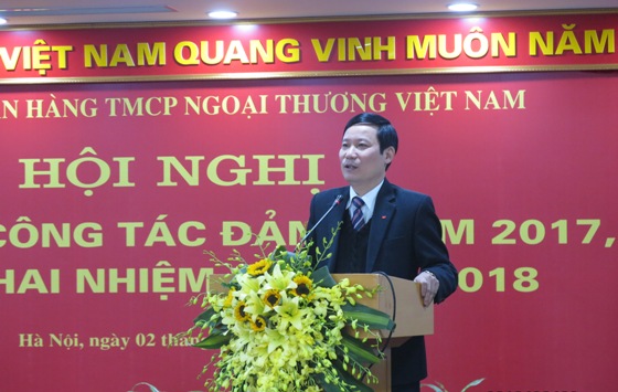 Đồng chí Phạm Tấn Công – Phó Bí thư Đảng ủy Khối DNTW phát biểu tại Hội nghị