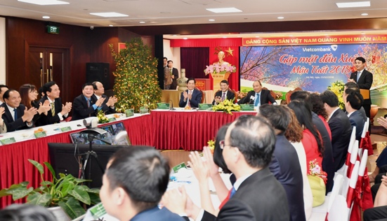 Thủ tướng Nguyễn Xuân Phúc chúc Tết tại Vietcombank