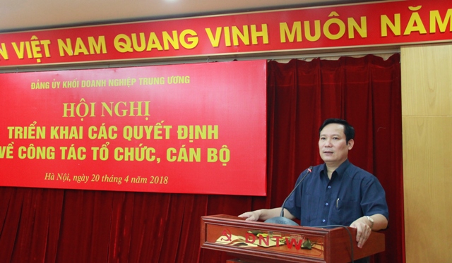 Đồng chí Phạm Tấn Công - Phó Bí thư Đảng ủy Khối phát biểu tại Hội nghị.