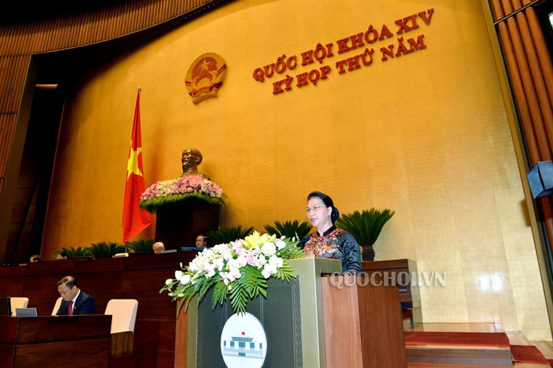 Chủ tịch Quốc hội Nguyễn Thị Kim Ngân phát biểu khai mạc Kỳ họp. 
