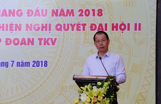Đồng chí Đặng Thanh Hải - Phó Bí thư Đảng ủy, Tổng Giám đốc Tập đoàn trình bày báo cáo sơ kết 6 tháng đầu năm