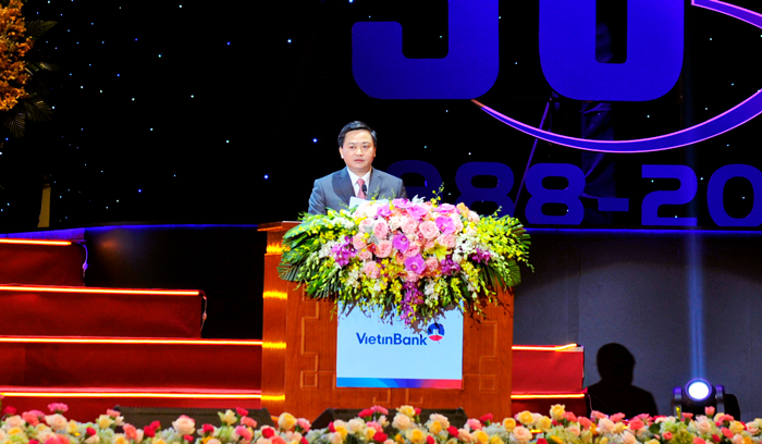 Bí thư Đảng ủy, Chủ tịch HĐQT VietinBank Lê Đức Thọ phát biểu đáp từ.