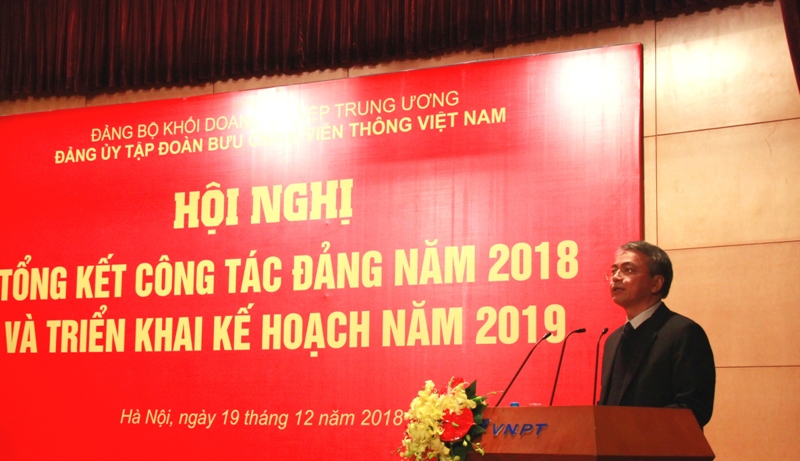 Đồng chí Trần Mạnh Hùng - Bí thư Đảng ủy, Chủ tich HĐTV VNPT phát biểu khai mạc Hội nghị.