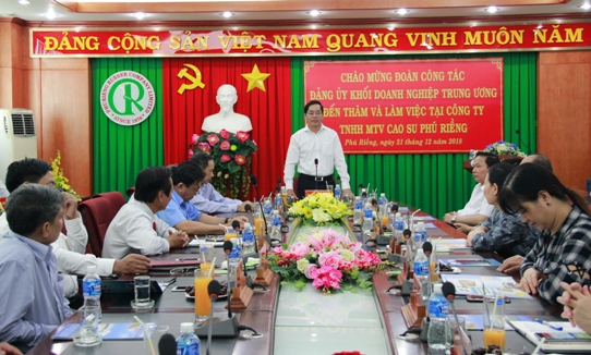 Đoàn công tác của Đảng ủy Khối Doanh nghiệp Trung ương thăm và làm việc với Công ty Cao su Phú Riềng