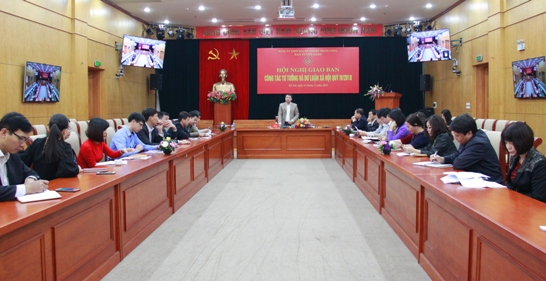 Phó trưởng Ban Tuyên giáo Đảng ủy Khối Doanh nghiệp Trung ương Nguyễn Văn Tám chủ trì Hội nghị.