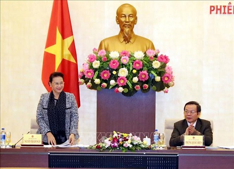 Chủ tịch Quốc hội Nguyễn Thị Kim Ngân phát biểu tại cuộc làm việc