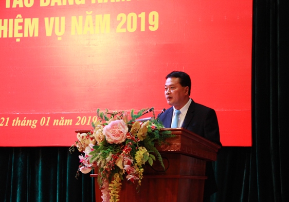 Đồng chí Nguyễn Quang Huy - Bí thư Đảng ủy, Chủ tịch HĐQT BHTGVN phát biểu tại Hội nghị