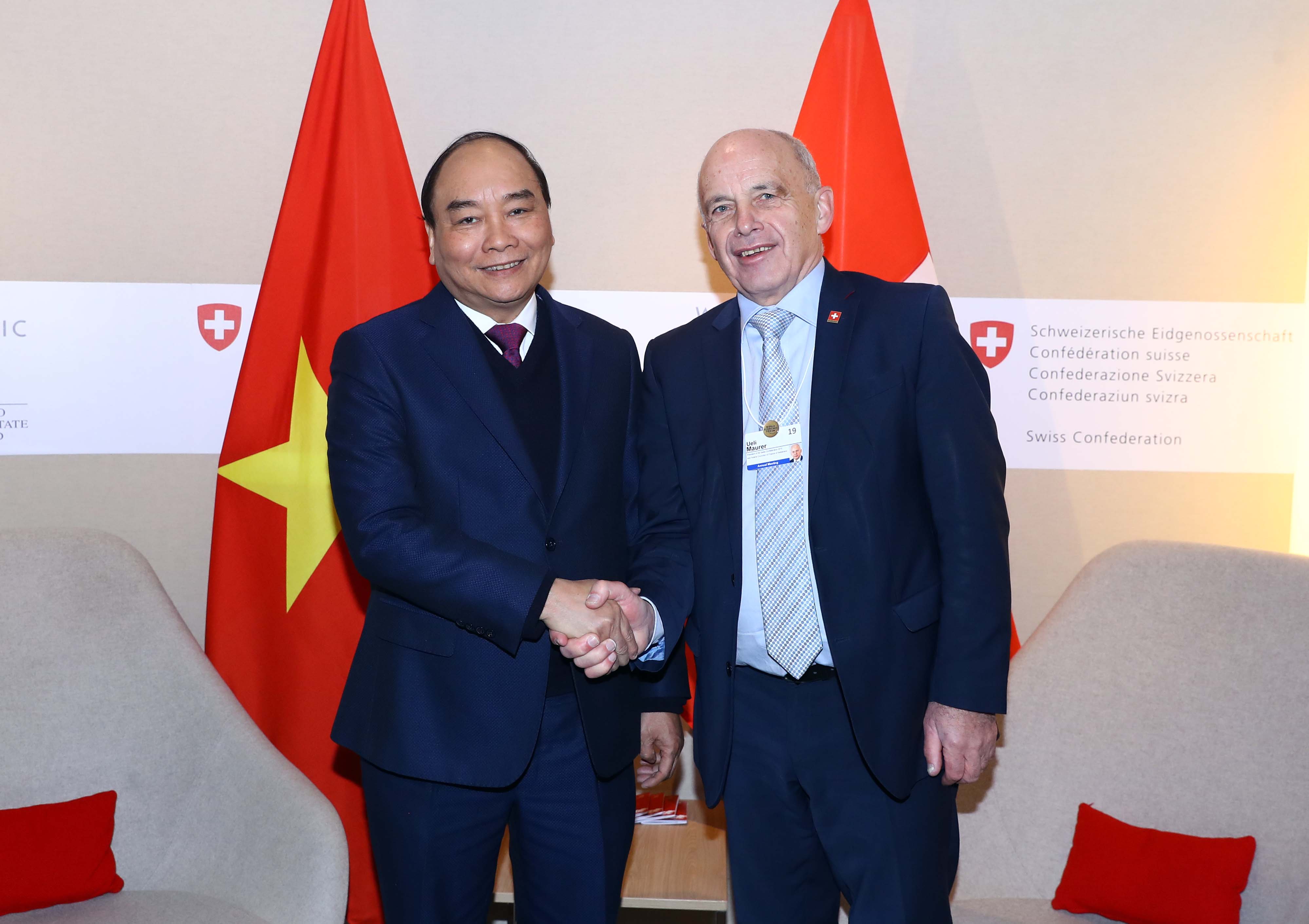 Thủ tướng Nguyễn Xuân Phúc hội kiến Tổng thống Thụy Sĩ. Ảnh: TTXVN