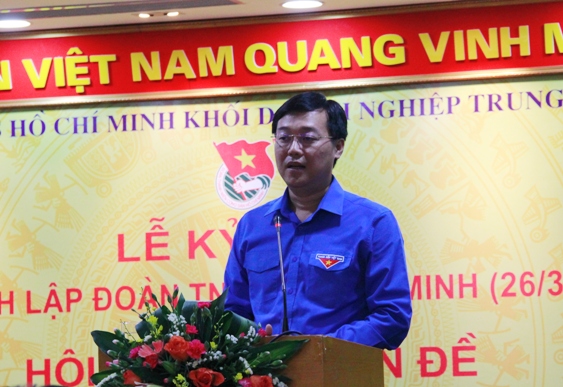 Bí thư thứ nhất Trung ương Đoàn Lê Quốc Phong phát biểu tại Hội nghị.