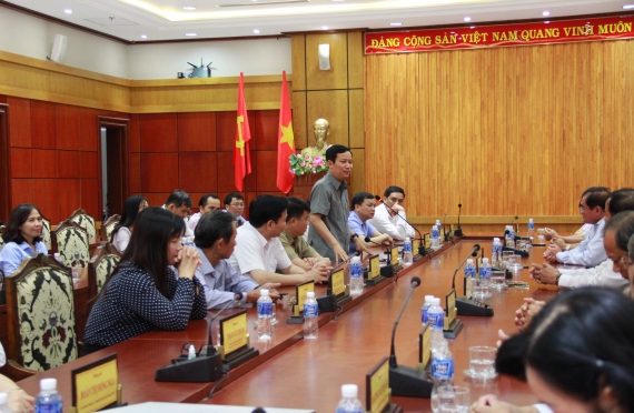 Đồng chí Phạm Tấn Công - Phó Bí thư Thường trực Đảng ủy Khối DNTW phát biểu tại buổi làm việc.