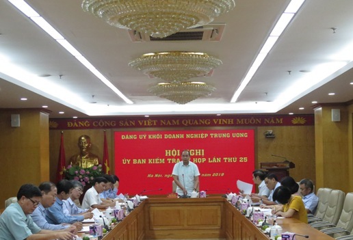 Đồng chí Đặng Hùng Minh, Ủy viên Ban Thường vụ, Chủ nhiệm Ủy ban Kiểm tra Đảng ủy Khối chủ trì buổi họp.