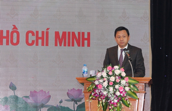 Bí thư Đảng ủy, Chủ tịch Hội đồng thành viên Vinataba Hồ Lê Nghĩa phát biểu tại Hội nghị. 