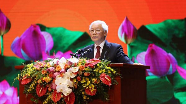 Tổng Bí thư, Chủ tịch nước Nguyễn Phú Trọng phát biểu tại buổi lễ. Ảnh: VGP/Nhật Bắc